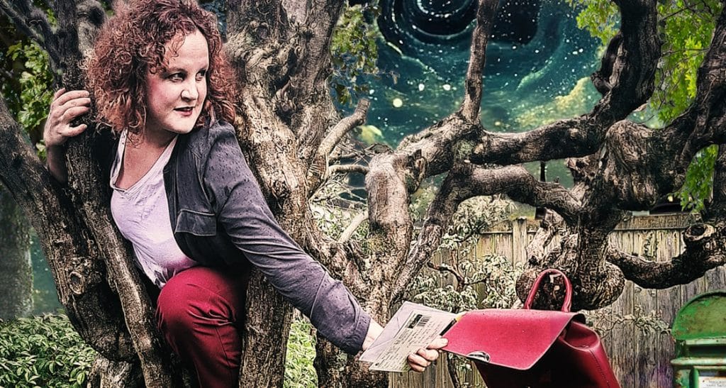 Postmaster In A Tree With Post Cards